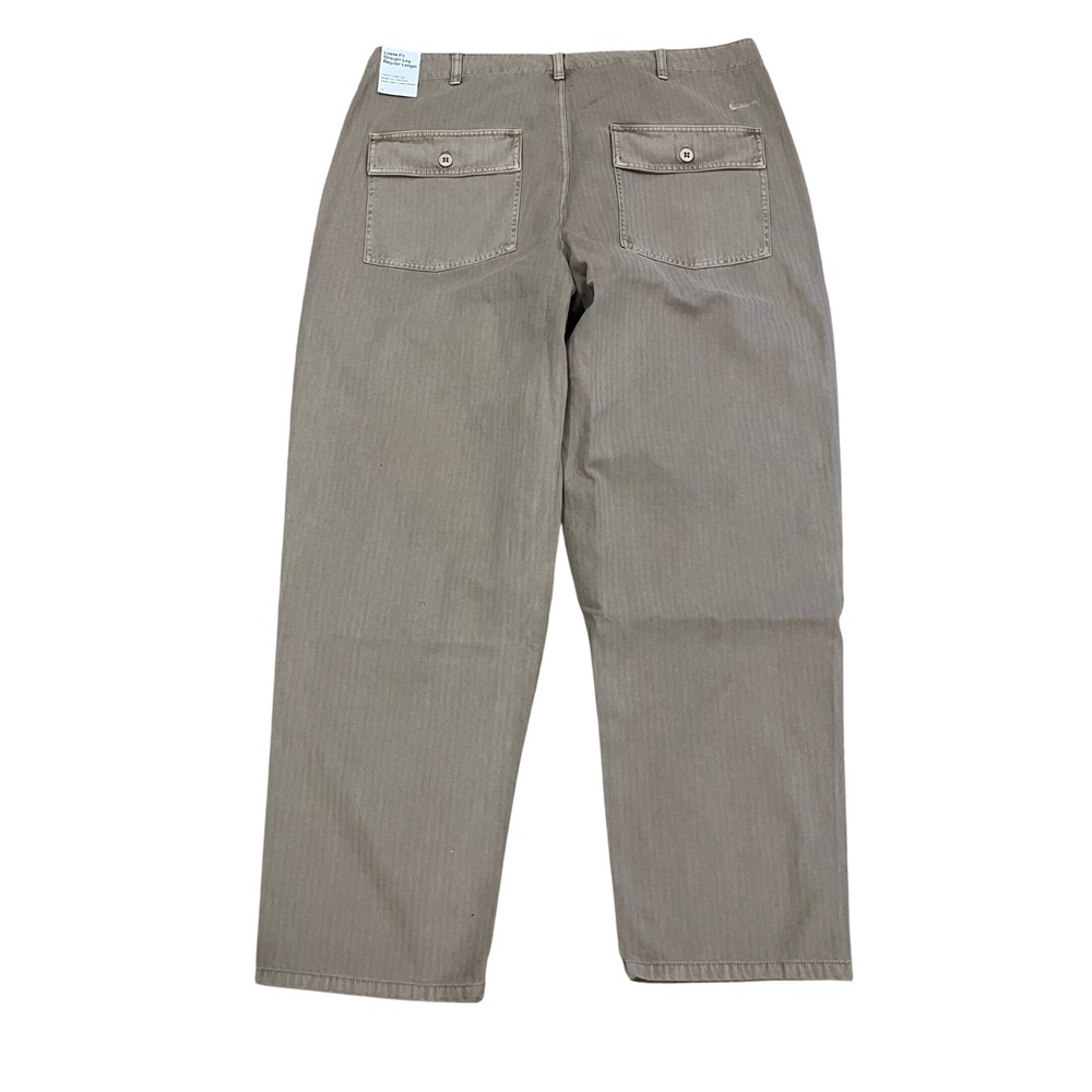 Nike Life Mens Herringbone Chino Pants Khaki Brown Loose Fit Straight Leg 38 NEW - Picture 4 of 11